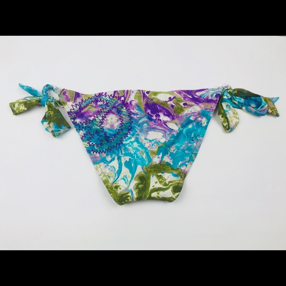 Lucky Brand Tie Bikini Bottoms Peace Sign M